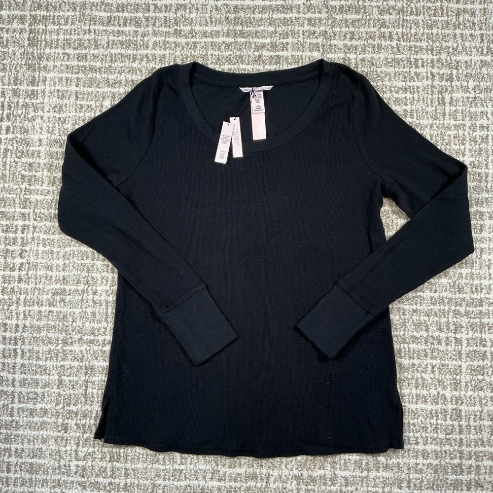 New Victoria's Secret Black Ribbed Top Sz M